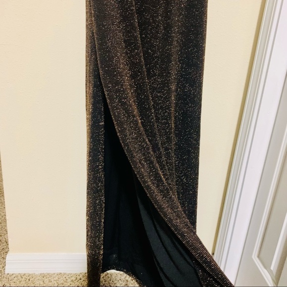 NWT Aidan Mattox Metallic Column Slit MAXI Gown 8 - Picture 8 of 9